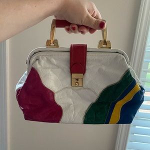 Vintage patchwork top handle purse
